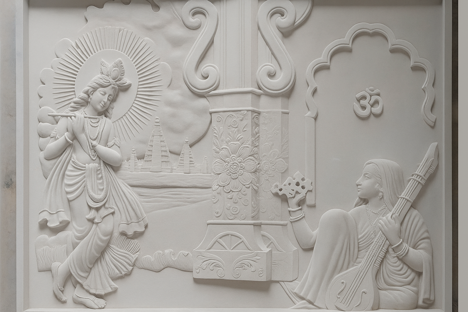 Transform Your Walls with the Krishna Meera Stone Mural Design